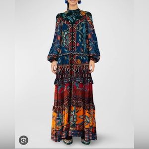 NWT Farm Rio Ainika Tapestry Blue Maxi Dress - Size Large